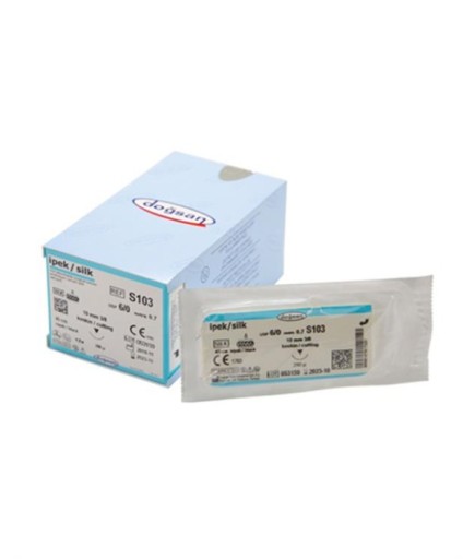 S103 DOĞSAN İpek 6/0 10 3/8 Keskin (▼) 45Cm İpek Emilemeyen Sütür 12 Ad./Pkt