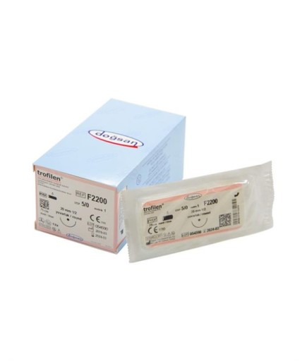 F2200 DOĞSAN Trofilen 5/0 20 1/2 Yuvarlak (●) 75Cm PVDF Emilemeyen Sütür 12 Ad./Pkt