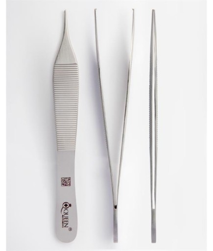 Queen+  Düz Dişli Penset Micro-Adson 12Cm - 013-282-120