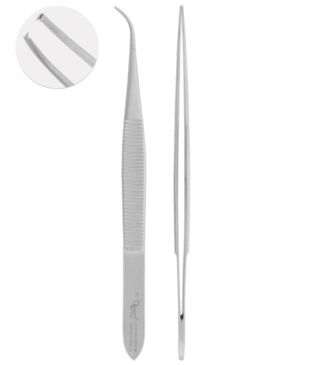 QTP146 Eğri Dişli Penset Micro-Adson 1X0,8Mm 15Cm