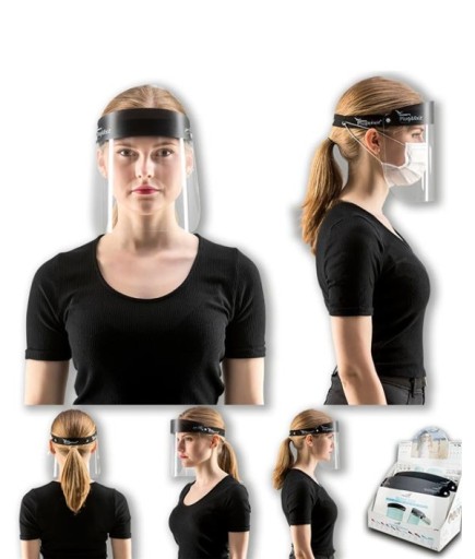 Buğu Yapmayan Siyah Yüz Siperliği Koruyucu Maske - Antifog Face Shield Splash Protection Black 1 Ad./Pkt.