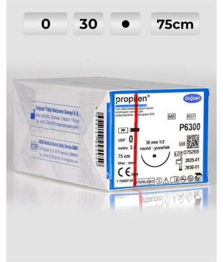 P6300 DOĞSAN Propilen 0 30 1/2 Yuvarlak (●) 75Cm Polipropilen Emilemeyen Sütür 12 Ad./Pkt