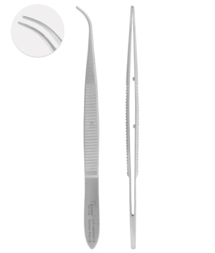 QTP149 Eğri Dişsiz Penset Micro-Adson 1,3X1mm 12,5Cm
