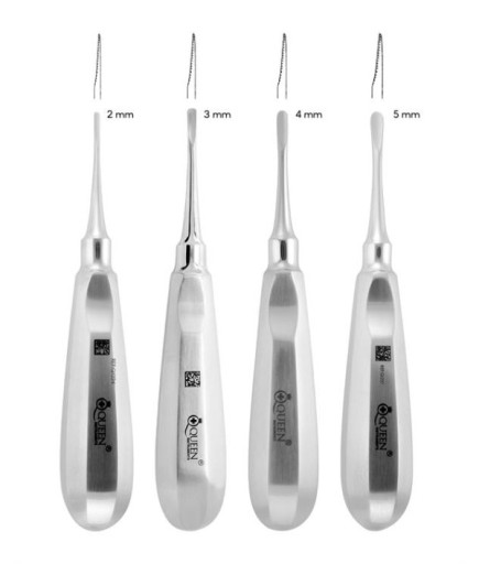 Queen+  Düz Lüxatör Elevatör Seti Lüxatör 2-3-4-5Mm 12 5Cm 4 Parça-Pkt- SET00026