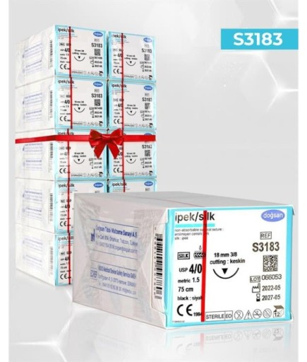 SET00065 DOĞSAN İpek 4/0 18 3/8 Keskin (▼) 75Cm İpek Emilemeyen Sütür 10 Kt./Set