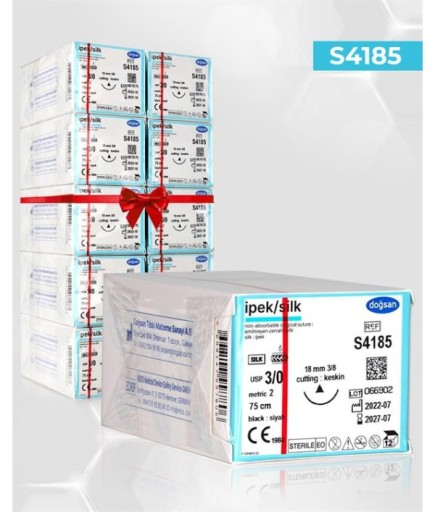 SET00060 DOĞSAN İpek 3/0 18 3/8 Keskin (Δ) 75Cm İpek Emilemeyen Sütür 10 Kt./Set