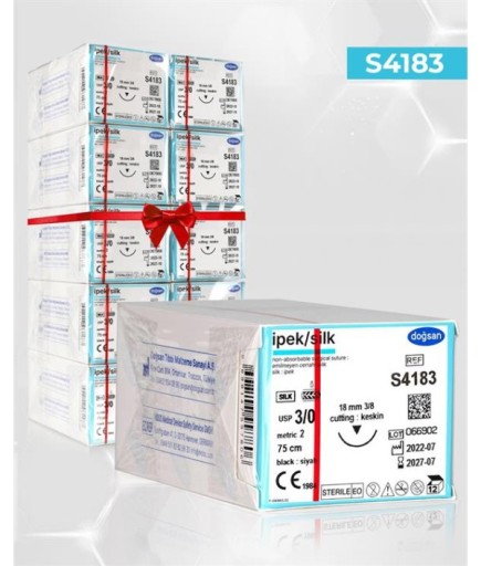 SET00064 DOĞSAN İpek 3/0 18 3/8 Keskin (▼) 75Cm İpek Emilemeyen Sütür 10 Kt./Set