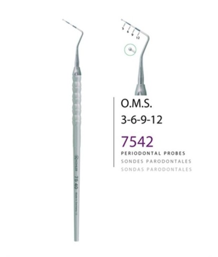 Kohler  Periodontal Sond O-M-S- 3-6-9-12 15 5Cm - 7542