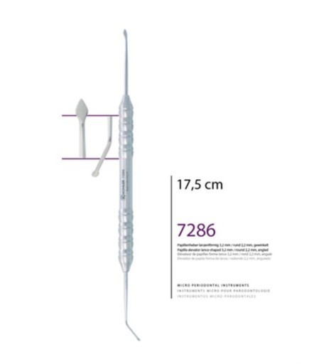 Kohler  Açılı Oval-Ok Uç Periost Elevatörü Papilla 2 2Mm-3-2Mm 17 5Cm - 7286