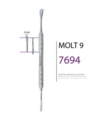 Kohler  Doğrusal Oval-Sivri Periost Elevatörü MOLT FIG-9 4Mm-3 Mm 17 5Cm - 7694