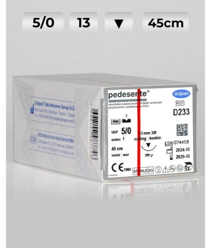 D233 DOĞSAN Pedesente 5/0 13 3/8 Keskin (▼) 75Cm PDO Emilebilir Sütür