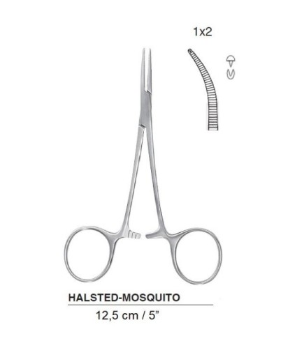 Queen+  Eğri Hemostat (Klemp) Halsted-Mosquito 12Cm - 53-807
