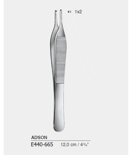 Queen+  Düz Dişli Penset Adson 12Cm - E440-665