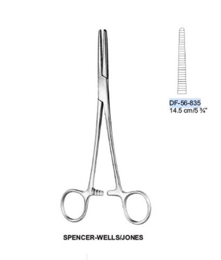 Queen+  Düz Hemostat (Klemp) Spencer-Wells-Jones 14Cm - DF-56-835