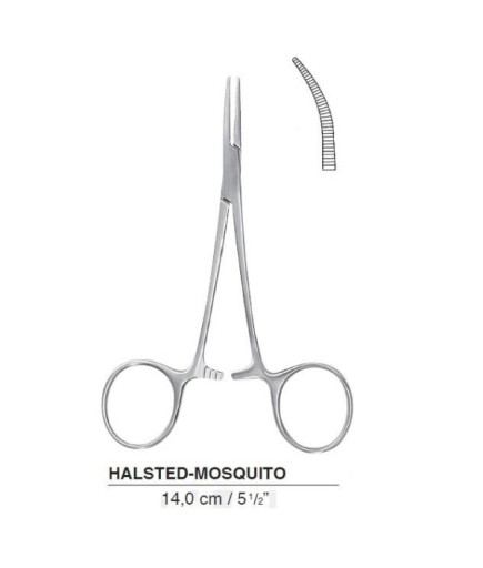 Queen+  Eğri Hemostat (Klemp) Halsted-Mosquito 14Cm - 52-787