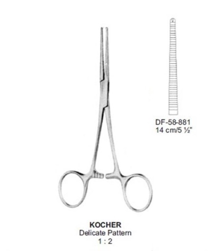 Queen+  Düz Hemostat (Klemp) Kocher 14Cm - DF-58-881
