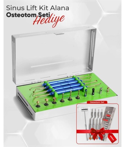 Queen  Sinüs Lifting Aleti 14 Ad./Kaset (Osteotom Set İle Birlikte) - SET00090